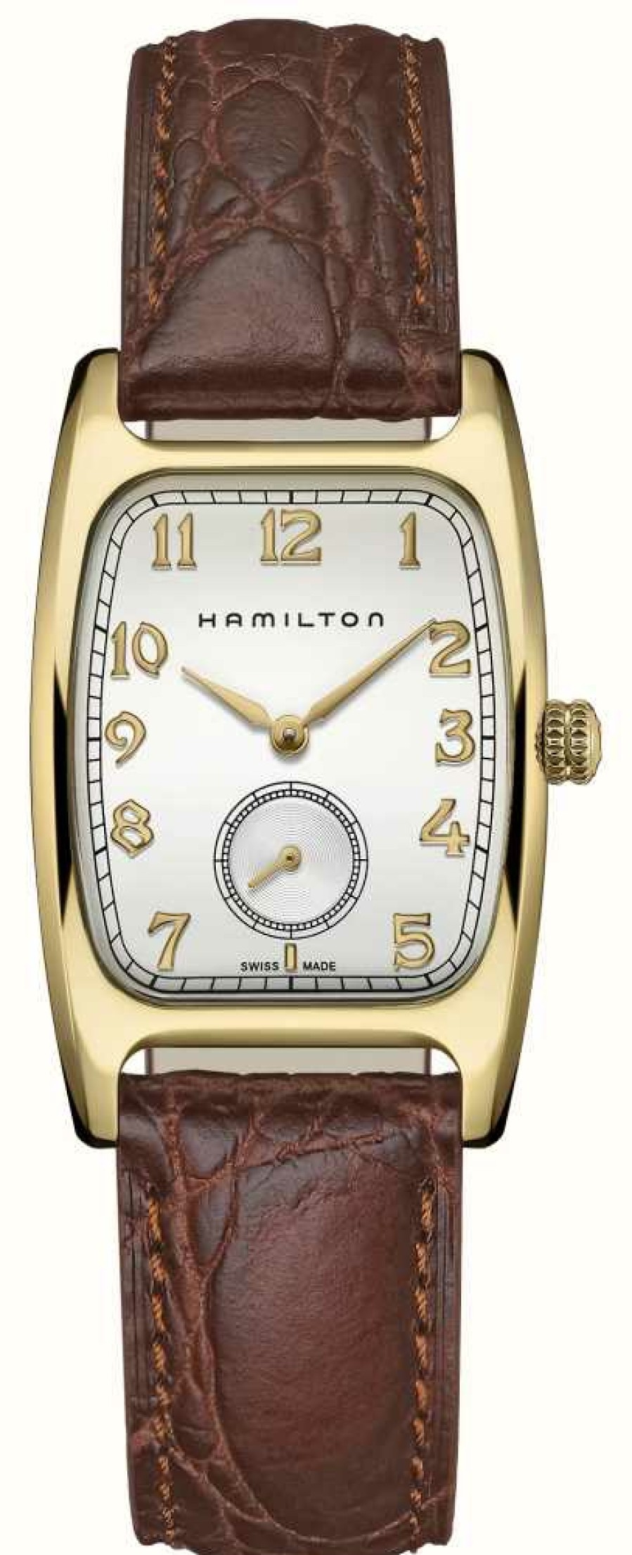 Men'S Hamilton | Hamilton American Classic Boulton Quartz *Indiana Jones - 2023* (27Mm) White Dial / Brown Calf Leather