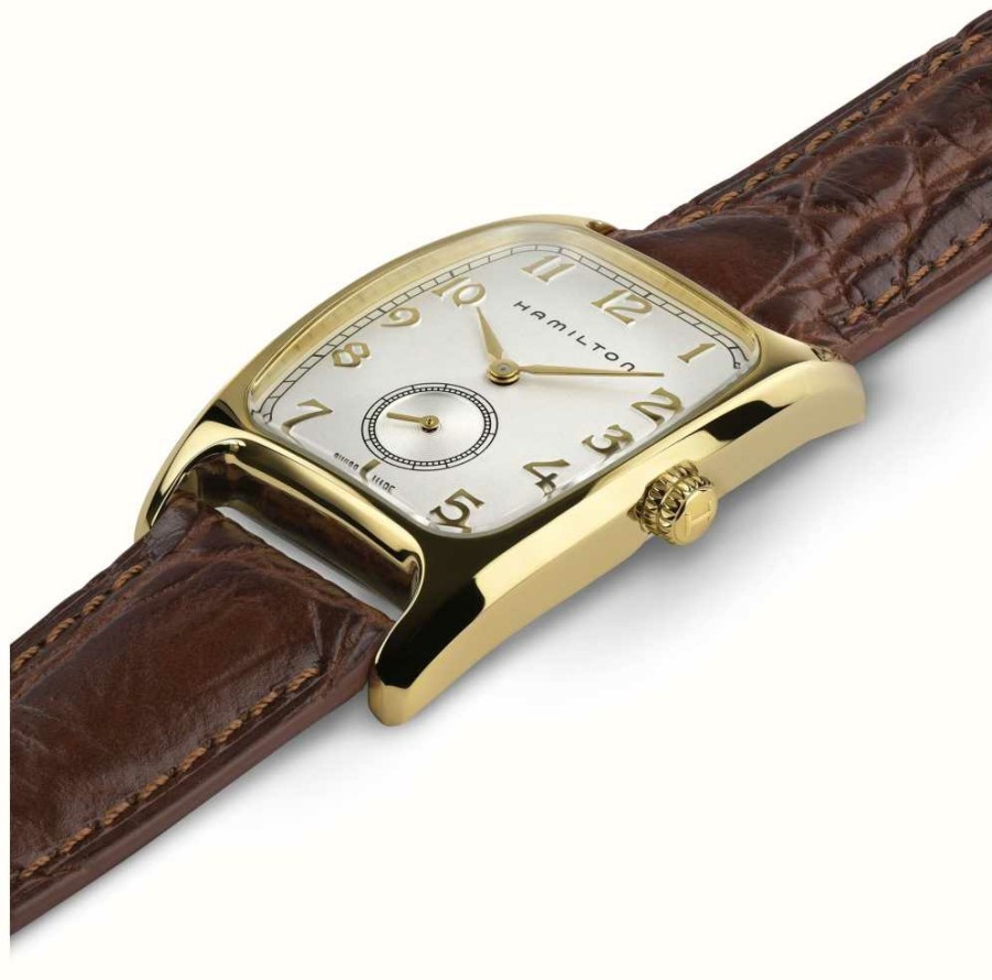 Men'S Hamilton | Hamilton American Classic Boulton Quartz *Indiana Jones - 2023* (27Mm) White Dial / Brown Calf Leather