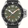 Men'S Hamilton | Hamilton Khaki Navy Frogman Automatic (41Mm) Green Dial / Black Rubber Strap