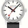 Men'S Mondaine | Mondaine Evo2 (35Mm) White Dial / Black Vegan Grape Leather Strap