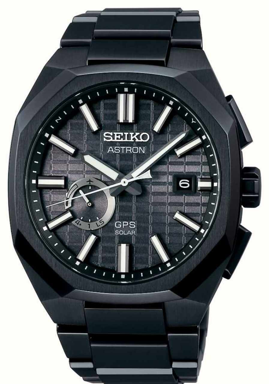 Men'S Seiko | Seiko Astron Gps Solar 'Jet Black' Crystal Box