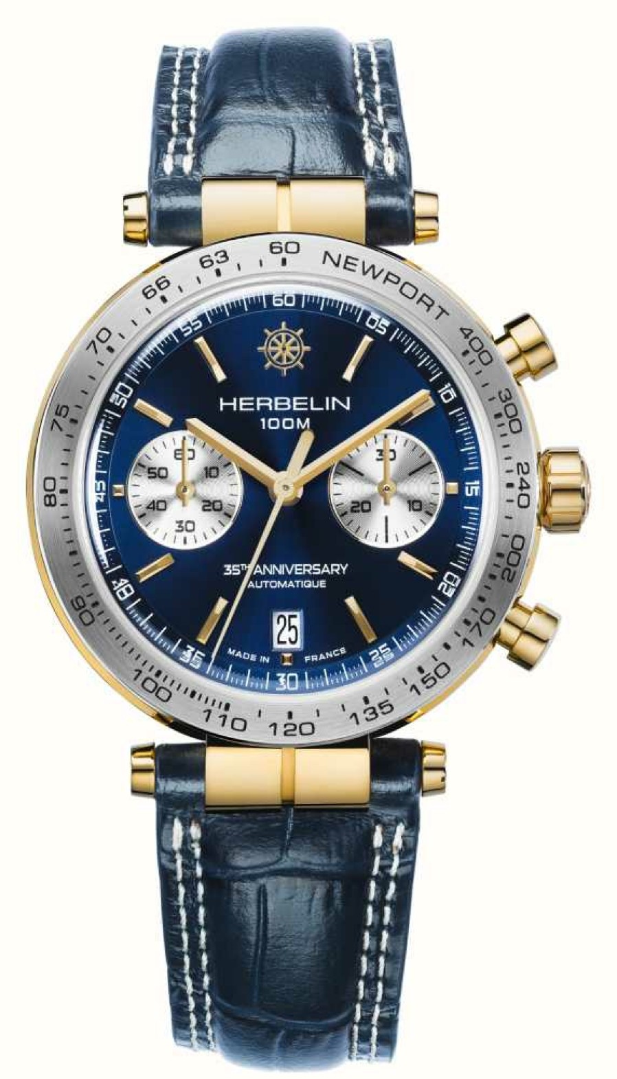 Men'S Herbelin | Herbelin Newport 35Th Anniversary Automatic Limited Edition (350 Pieces) Blue Dial / Blue Leather