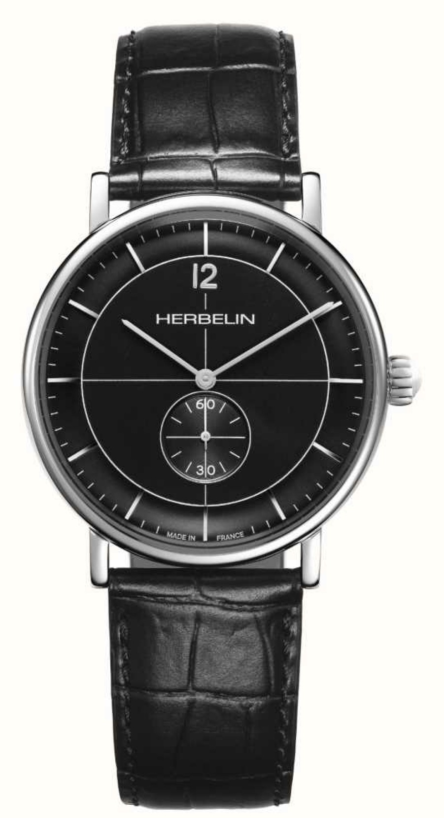 Men'S Herbelin | Herbelin Inspiration Quartz (40Mm) Black Dial / Black Leather