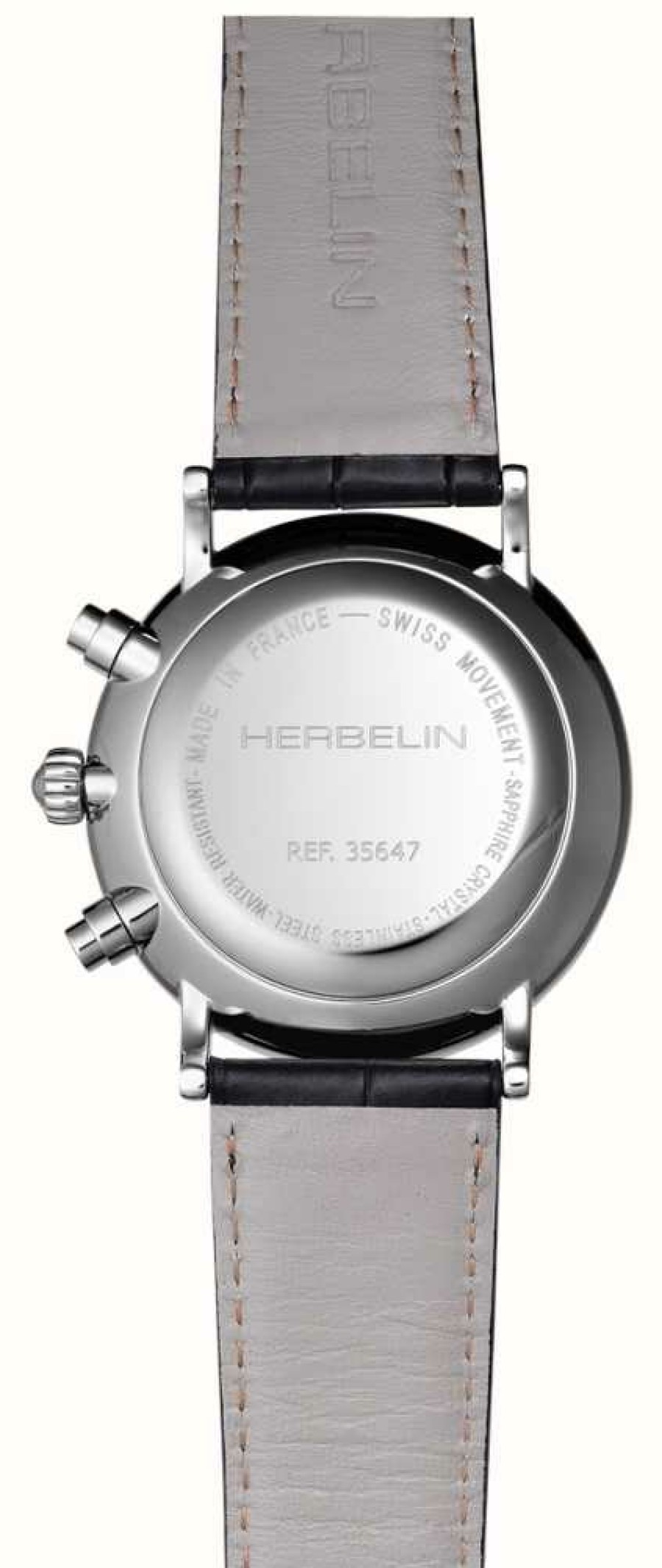 Men'S Herbelin | Herbelin Inspiration Chronograph (40Mm) Black Dial / Black Leather