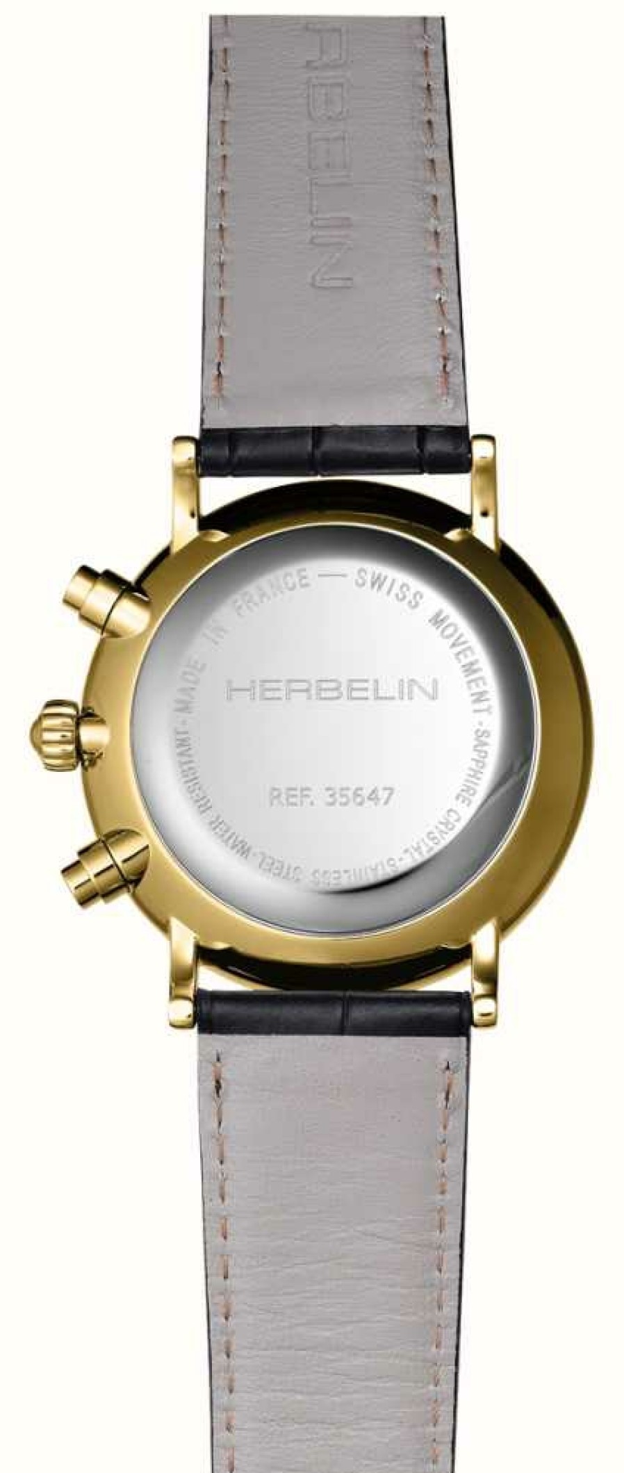 Men'S Herbelin | Herbelin Inspiration Chronograph (40Mm) Black Dial / Black Leather