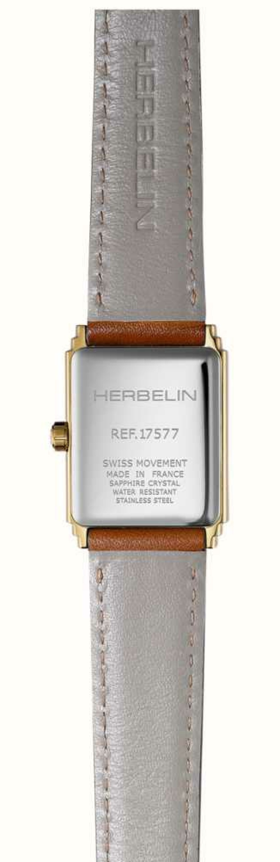 Women'S Herbelin | Herbelin Art Deco (22Mm) Silver Dial / Brown Leather