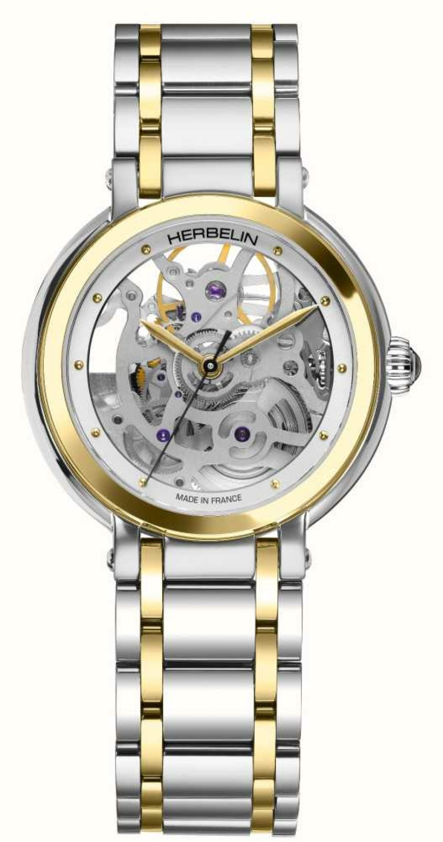 Women'S Herbelin | Herbelin Galet Automatic (33.5Mm) Skeleton Dial / Two-Tone Stainless Steel