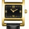 Women'S Herbelin | Herbelin V Avenue Gold (19 X 23.4Mm) Black Dial / Black Leather