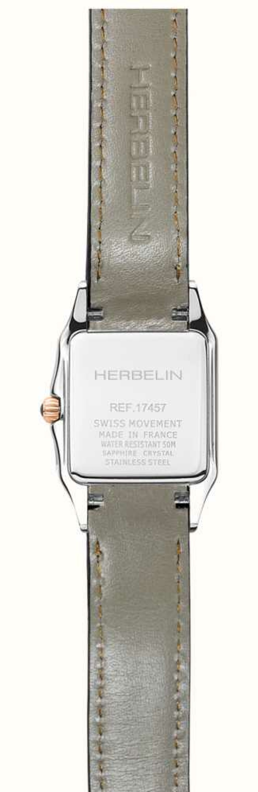 Women'S Herbelin | Herbelin Luna Quartz Rose-Gold (24Mm) Silver Dial / Black Leather