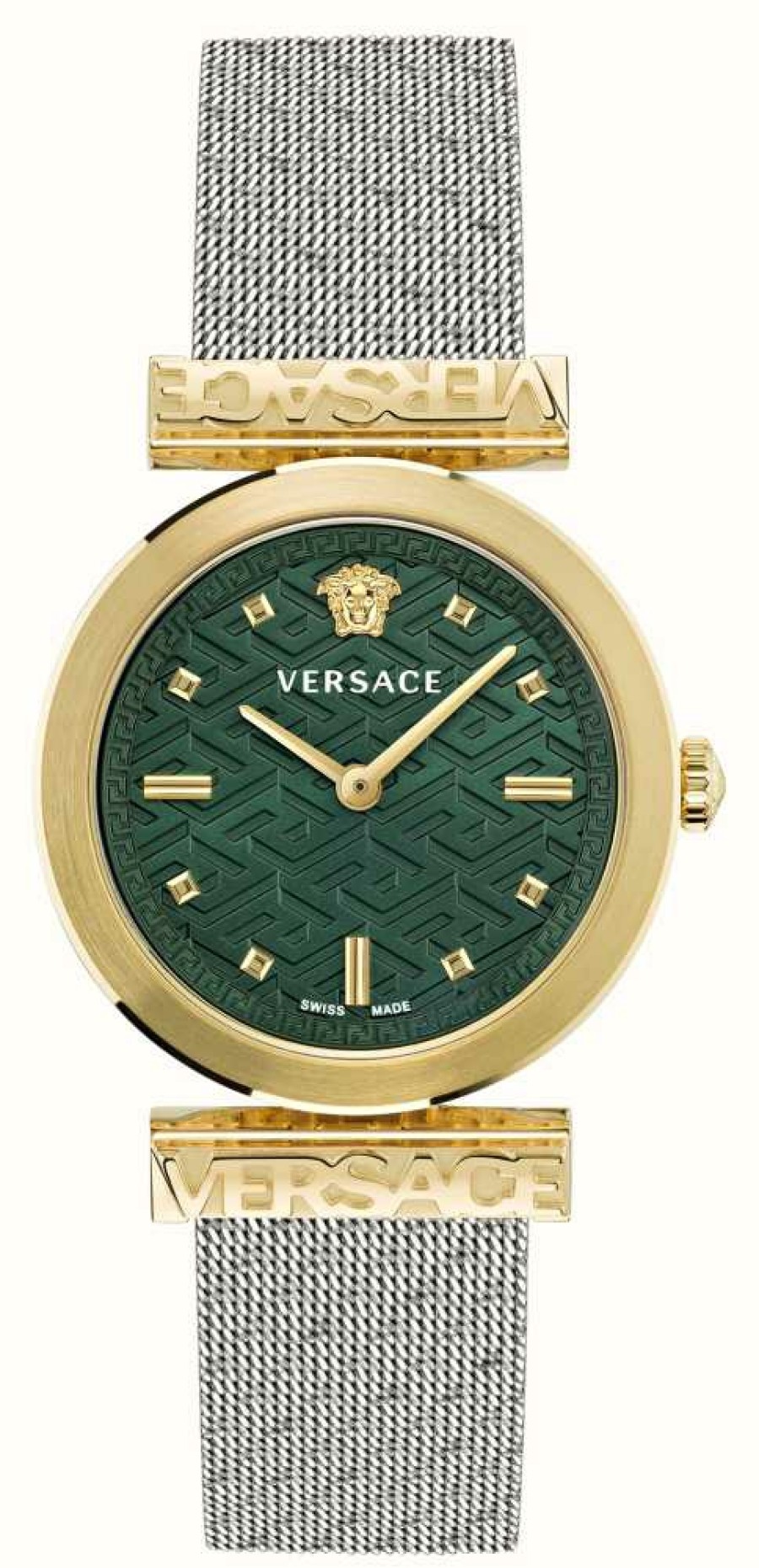 Women'S Versace | Versace Regalia (34Mm) Green Dial / Stainless Steel Mesh