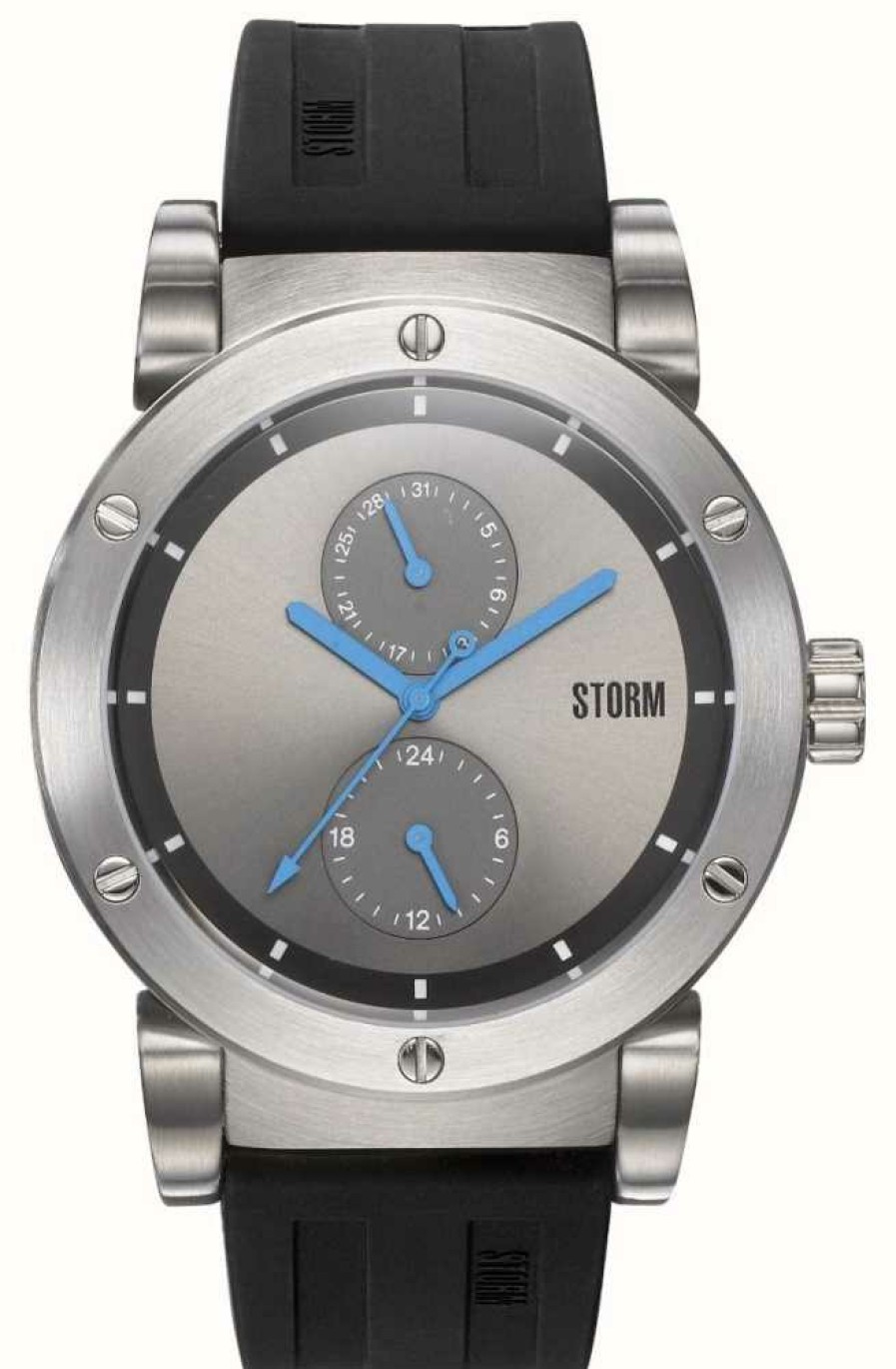 Men'S STORM | Storm Hydron V2 Rubber Grey Dial / Black Silicone Strap