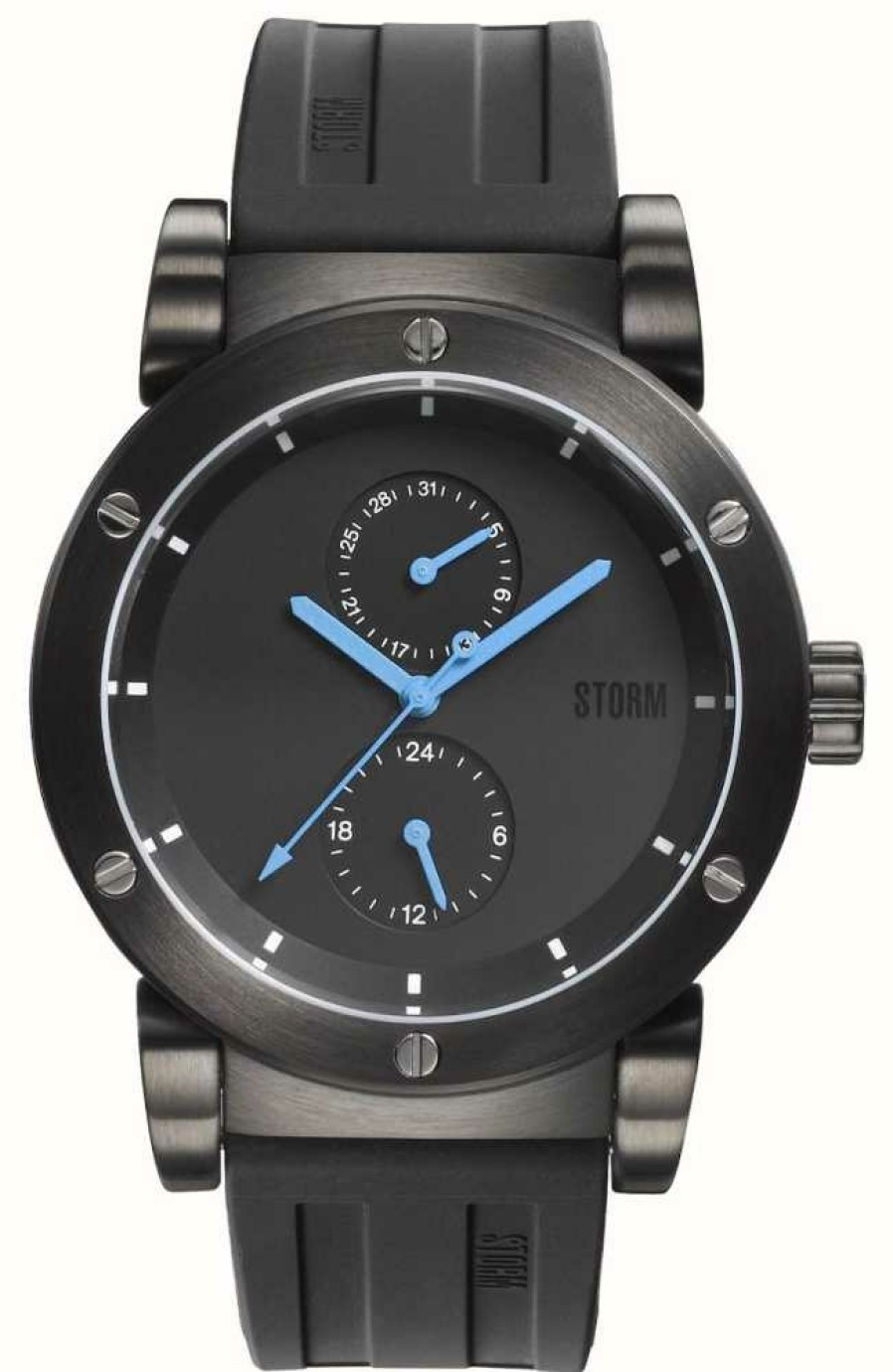 Men'S STORM | Storm Hydron V2 Rubber Slate Black Dial / Black Silicone Strap