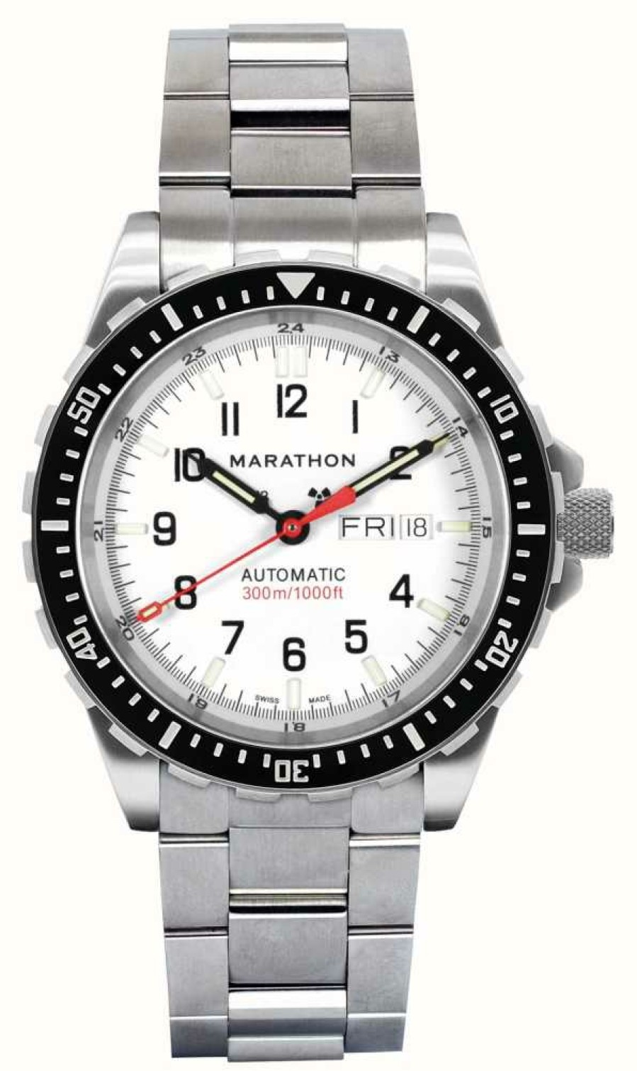 Men'S Marathon | Marathon Arctic Edition Jumbo Day/Date Auto (Jdd) (46Mm) White Dial / Stainless Steel