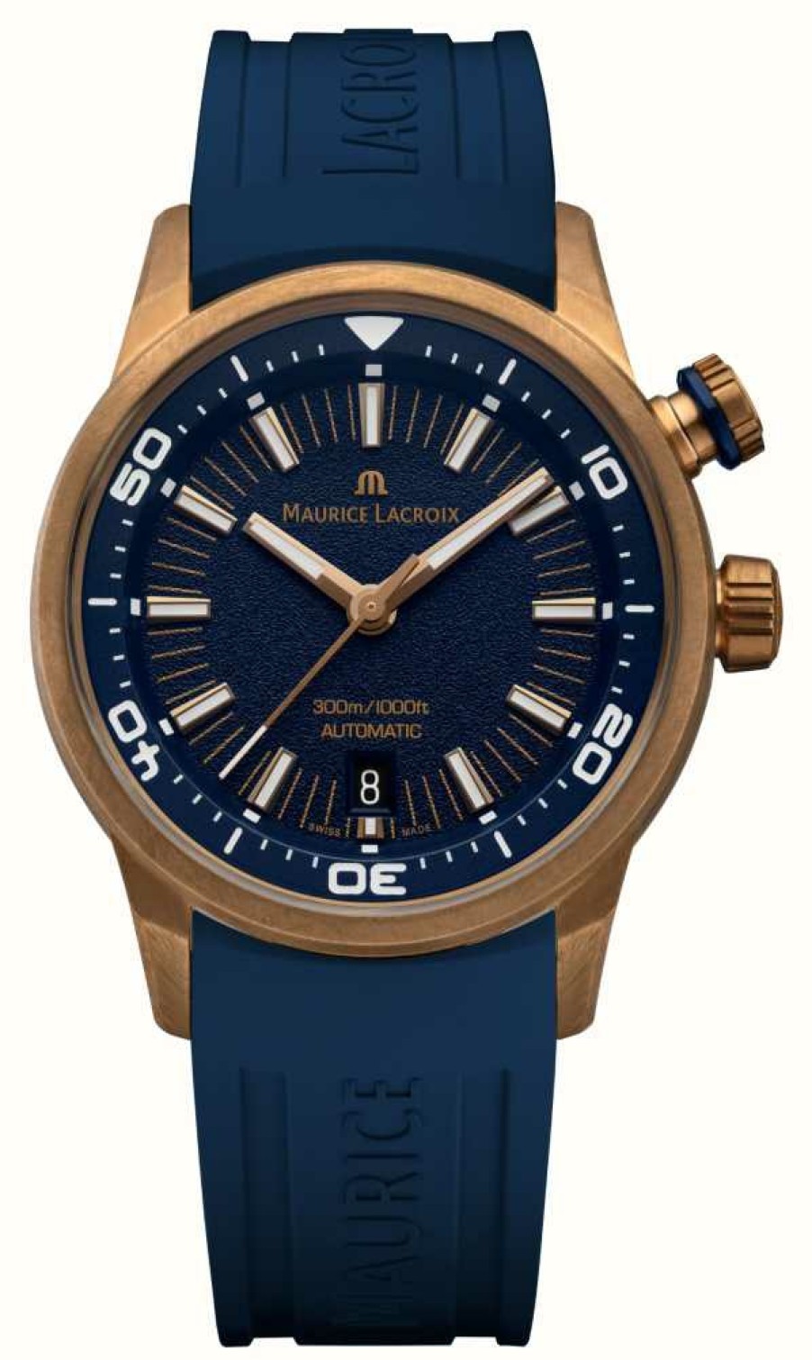 Men'S Maurice Lacroix | Maurice Lacroix Pontos S Diver Bronze Limited Edition (42Mm) Blue Dial / Blue Vintage Leather + Blue Rubber