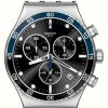 Men'S Swatch | Swatch Dark Blue Irony Black Dial / Stainless Steel Bracelet