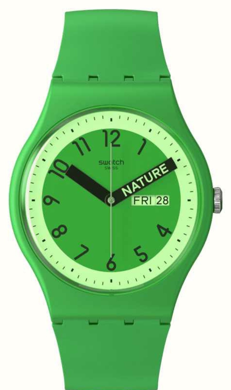 Men'S Swatch | Swatch Proudly Green Green Dial / Green Silicone Strap