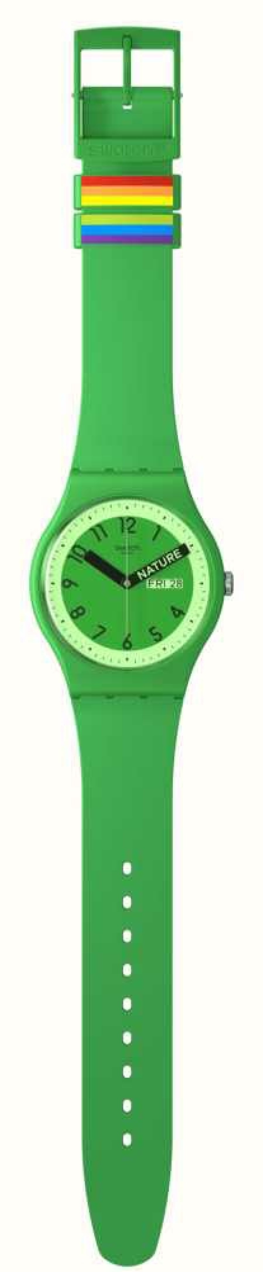 Men'S Swatch | Swatch Proudly Green Green Dial / Green Silicone Strap