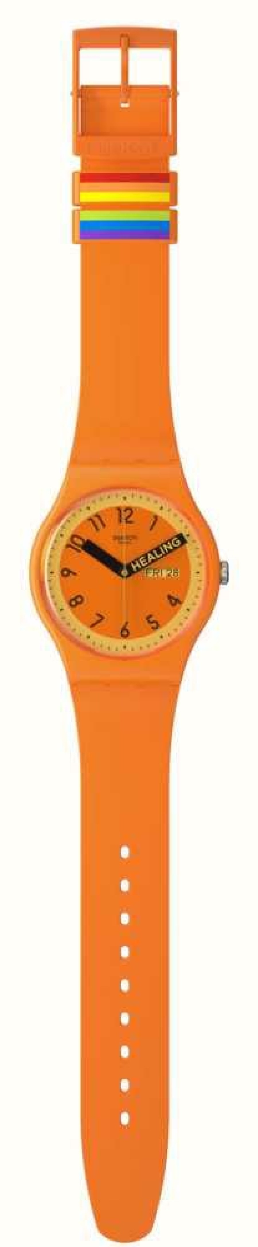 Men'S Swatch | Swatch Proudly Orange Orange Dial / Orange Silicone Strap