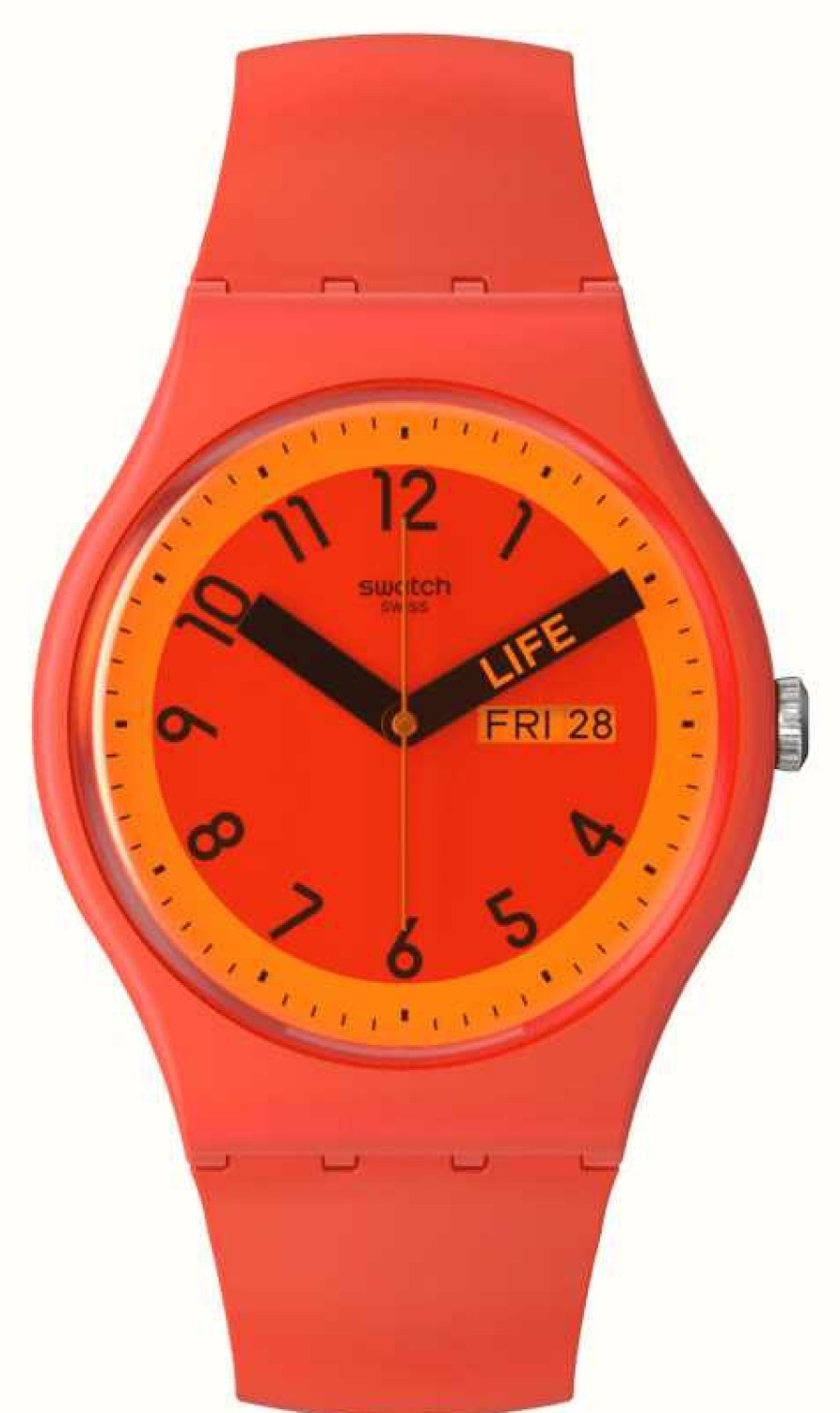 Men'S Swatch | Swatch Proudly Red Red Dial Red Silicone Strap