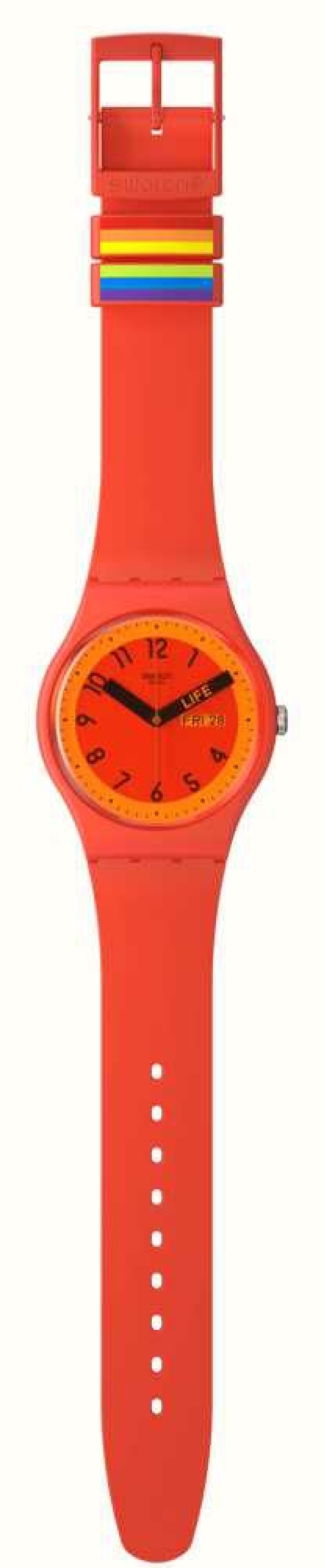 Men'S Swatch | Swatch Proudly Red Red Dial Red Silicone Strap