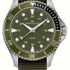 Men'S Hamilton | Hamilton Khaki Navy Scuba Quartz (37Mm) Green Dial / Green Nato Strap