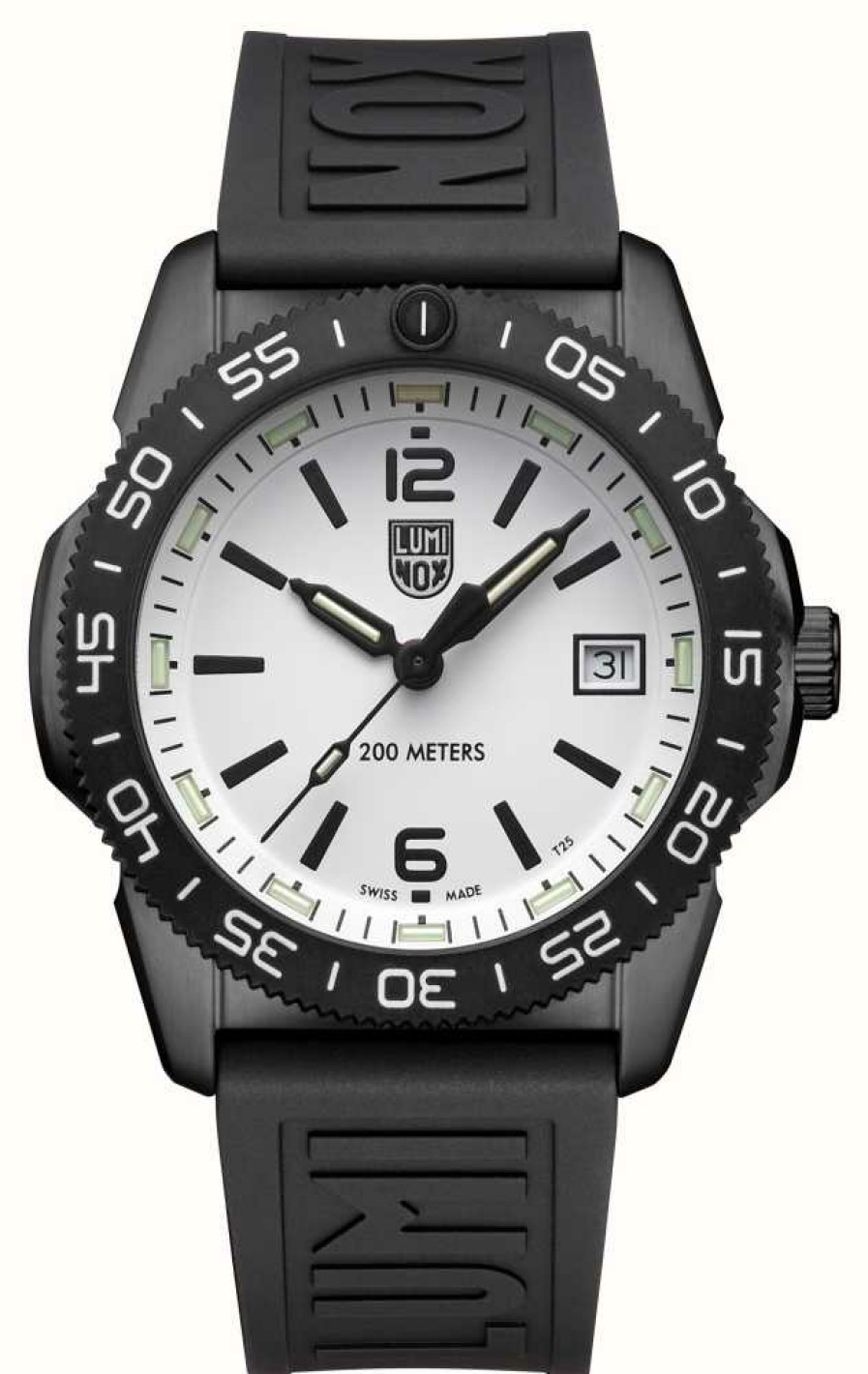 Men'S Luminox | Luminox Pacific Diver Ripple (39Mm) White Dial / Black Rubber