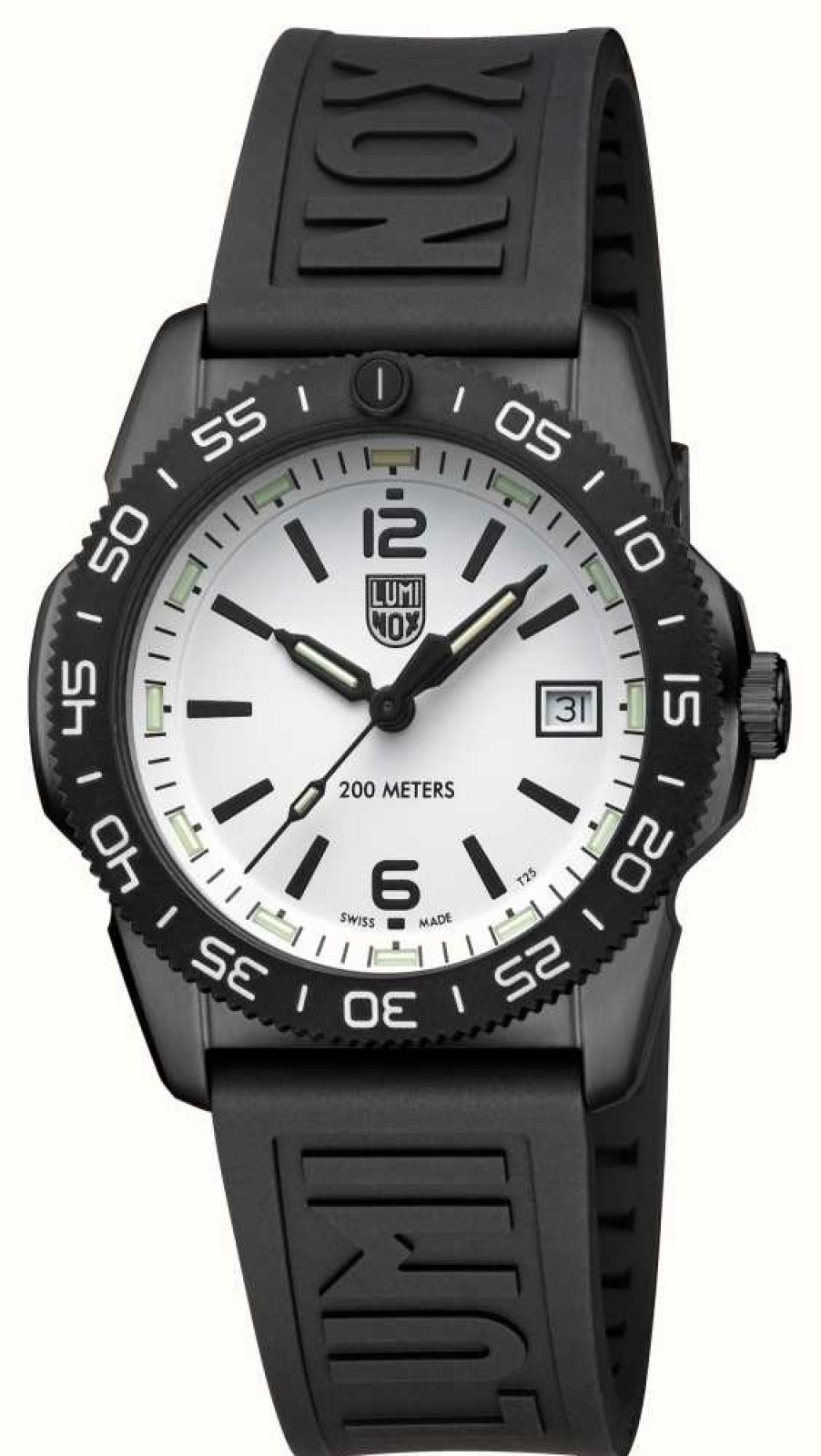 Men'S Luminox | Luminox Pacific Diver Ripple (39Mm) White Dial / Black Rubber