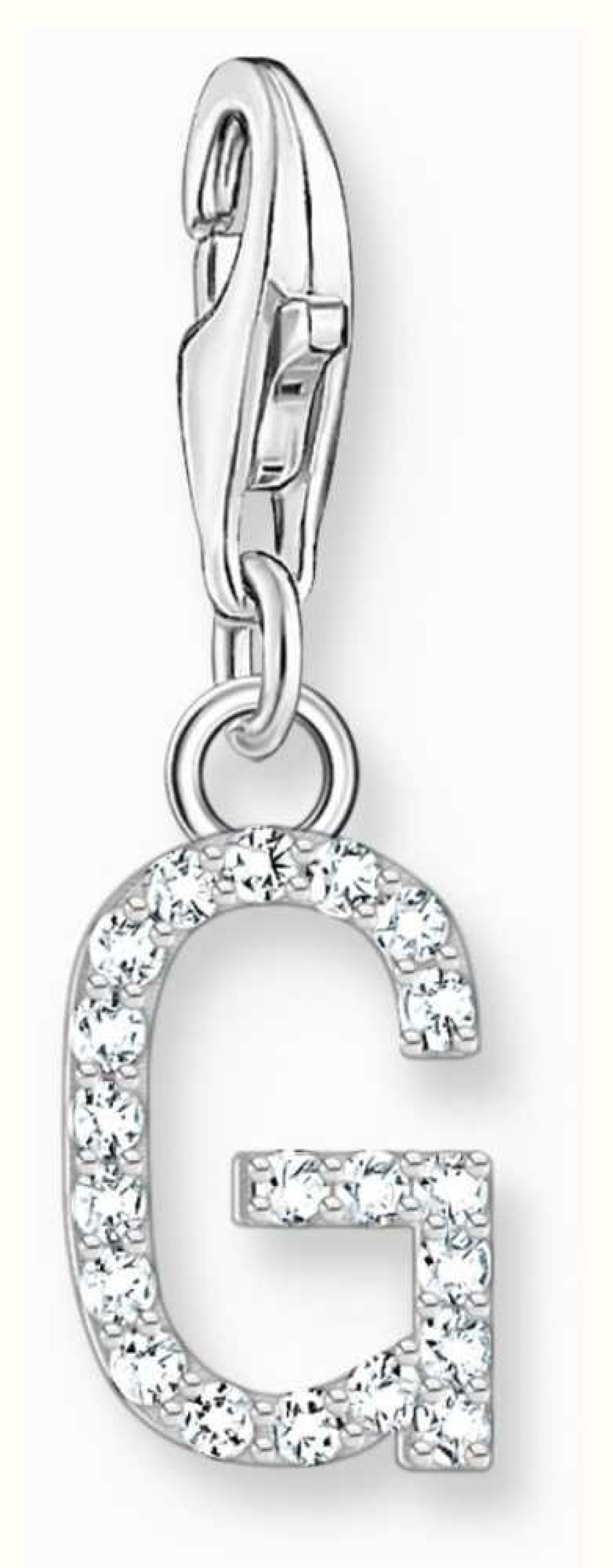 Jewelry Thomas Sabo Jewellery | Thomas Sabo Charm Pendant Letter G With White Stones Sterling Silver