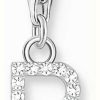 Jewelry Thomas Sabo Jewellery | Thomas Sabo Charm Pendant Letter B With White Stones Sterling Silver