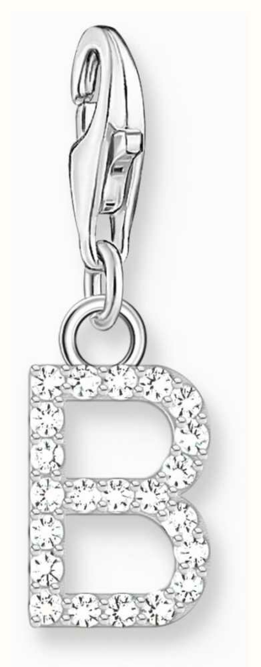 Jewelry Thomas Sabo Jewellery | Thomas Sabo Charm Pendant Letter B With White Stones Sterling Silver