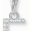 Jewelry Thomas Sabo Jewellery | Thomas Sabo Charm Pendant Letter E With White Stones Sterling Silver