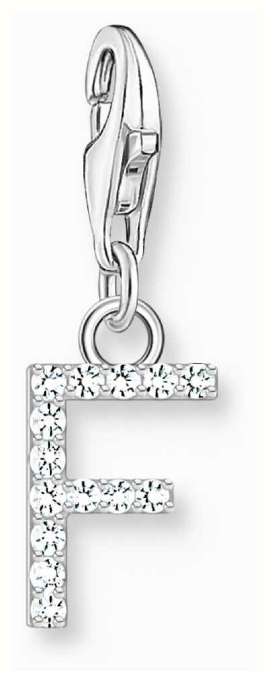 Jewelry Thomas Sabo Jewellery | Thomas Sabo Charm Pendant Letter F With White Stones Sterling Silver