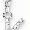 Jewelry Thomas Sabo Jewellery | Thomas Sabo Charm Pendant Letter K With White Stones Sterling Silver