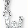 Jewelry Thomas Sabo Jewellery | Thomas Sabo Charm Pendant Letter W With White Stones Sterling Silver