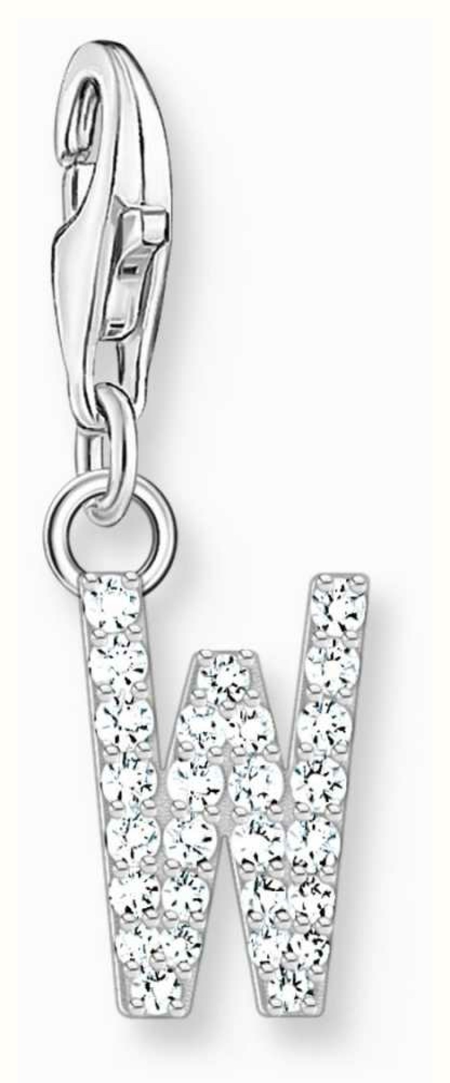 Jewelry Thomas Sabo Jewellery | Thomas Sabo Charm Pendant Letter W With White Stones Sterling Silver