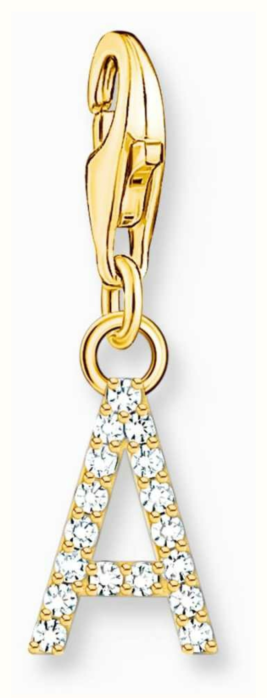 Jewelry Thomas Sabo Jewellery | Thomas Sabo Charm Pendant Letter A With White Stones Gold Plated