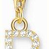 Jewelry Thomas Sabo Jewellery | Thomas Sabo Charm Pendant Letter B With White Stones Gold Plated