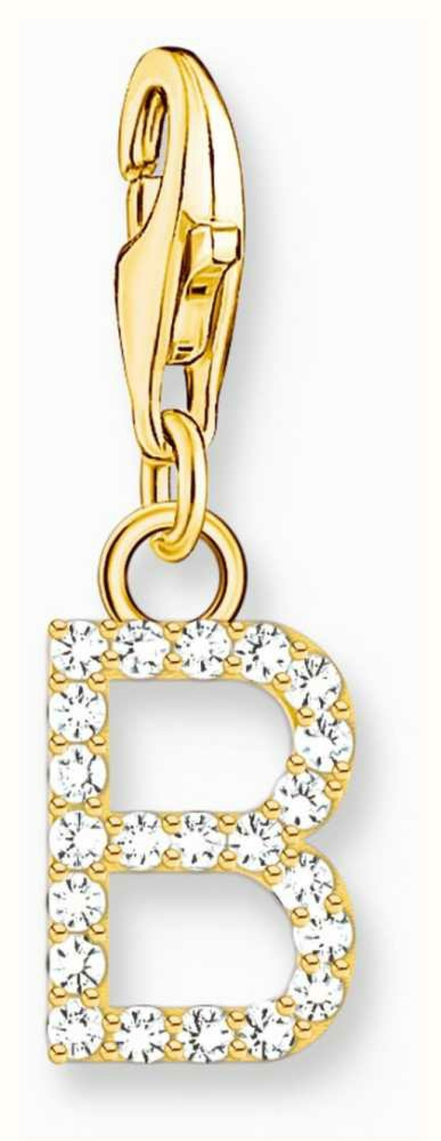 Jewelry Thomas Sabo Jewellery | Thomas Sabo Charm Pendant Letter B With White Stones Gold Plated