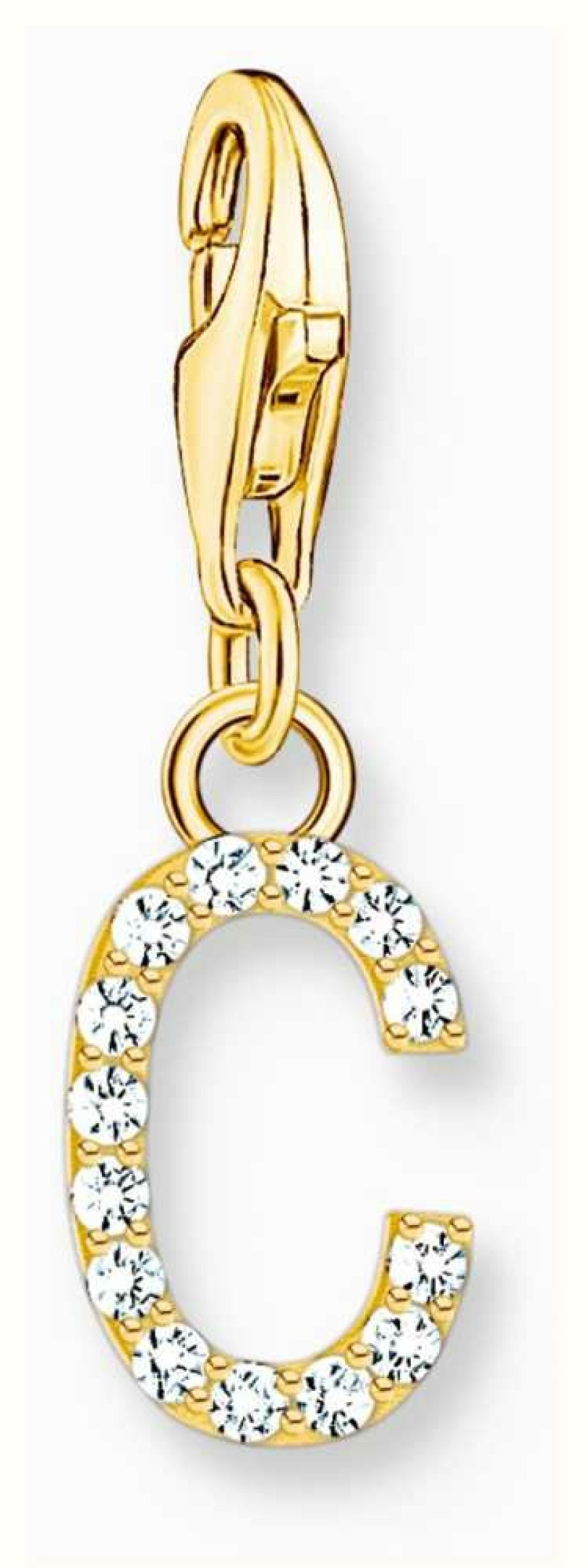 Jewelry Thomas Sabo Jewellery | Thomas Sabo Charm Pendant Letter C With White Stones Gold Plated