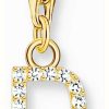 Jewelry Thomas Sabo Jewellery | Thomas Sabo Charm Pendant Letter D With White Stones Gold Plated