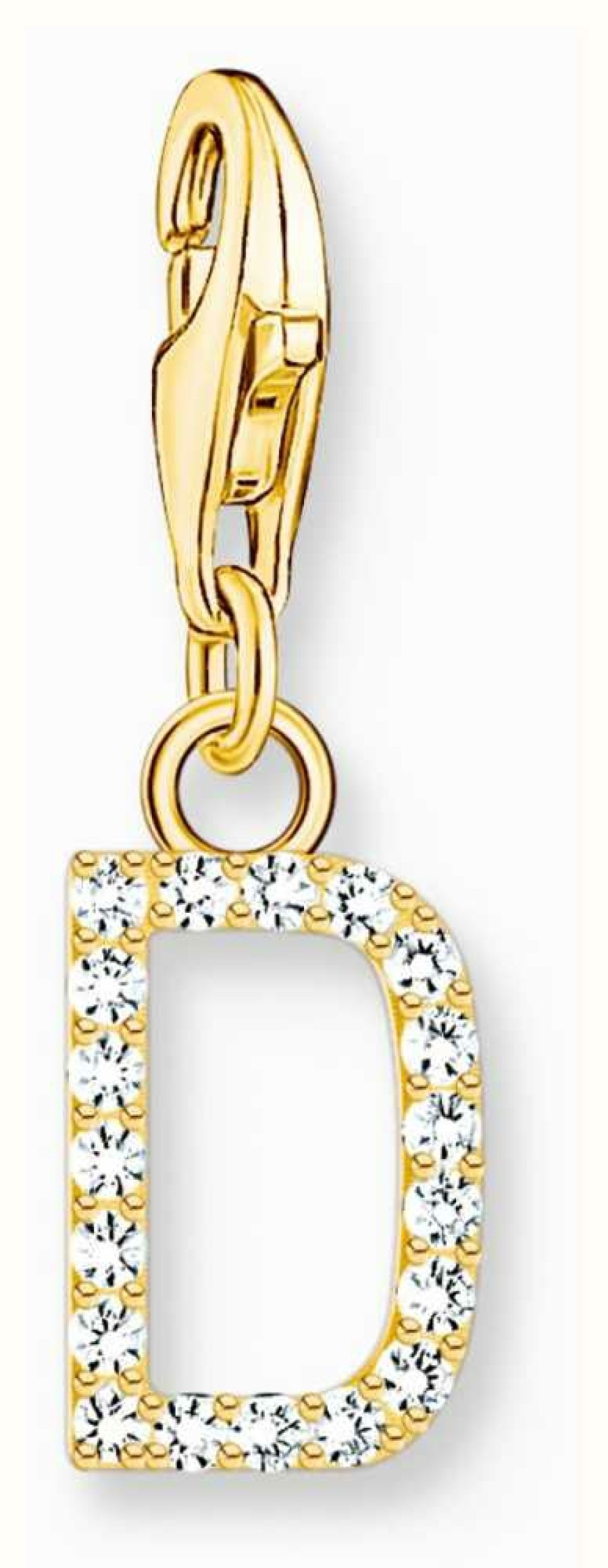 Jewelry Thomas Sabo Jewellery | Thomas Sabo Charm Pendant Letter D With White Stones Gold Plated