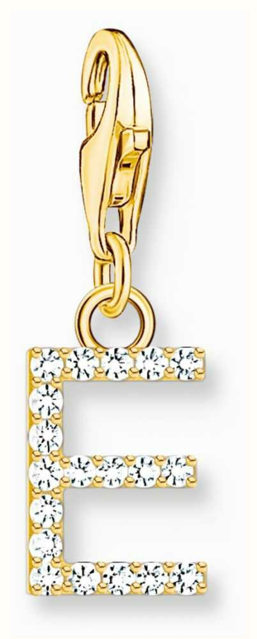 Jewelry Thomas Sabo Jewellery | Thomas Sabo Charm Pendant Letter E With White Stones Gold Plated