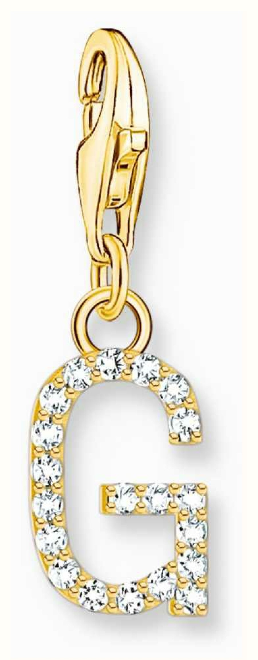 Jewelry Thomas Sabo Jewellery | Thomas Sabo Charm Pendant Letter G With White Stones Gold Plated