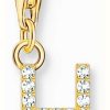 Jewelry Thomas Sabo Jewellery | Thomas Sabo Charm Pendant Letter H With White Stones Gold Plated