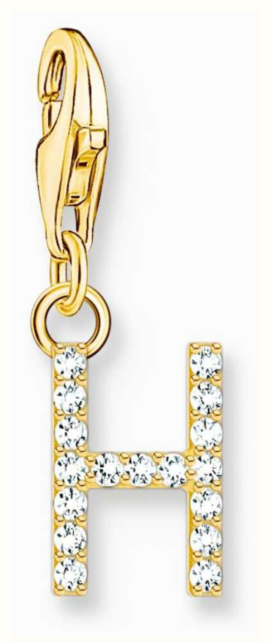 Jewelry Thomas Sabo Jewellery | Thomas Sabo Charm Pendant Letter H With White Stones Gold Plated