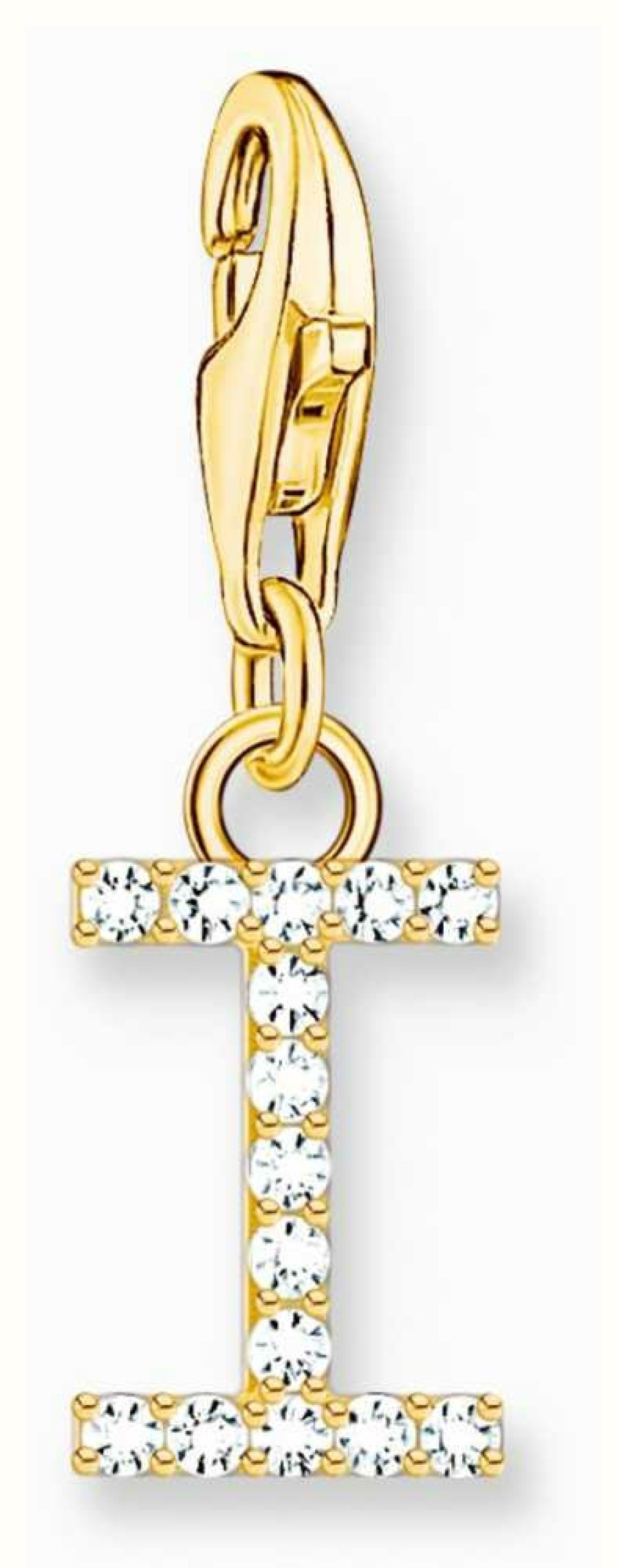 Jewelry Thomas Sabo Jewellery | Thomas Sabo Charm Pendant Letter I With White Stones Gold Plated