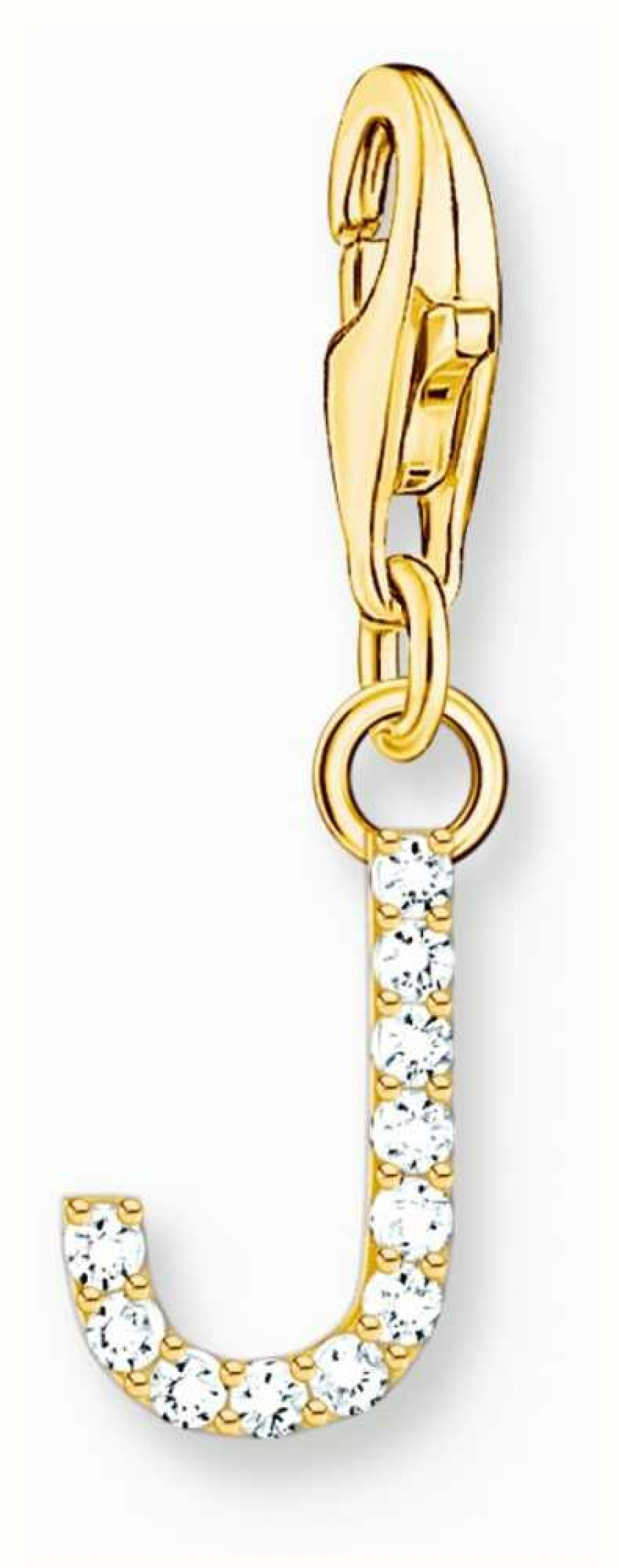 Jewelry Thomas Sabo Jewellery | Thomas Sabo Charm Pendant Letter J With White Stones Gold Plated