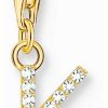 Jewelry Thomas Sabo Jewellery | Thomas Sabo Charm Pendant Letter K With White Stones Gold Plated