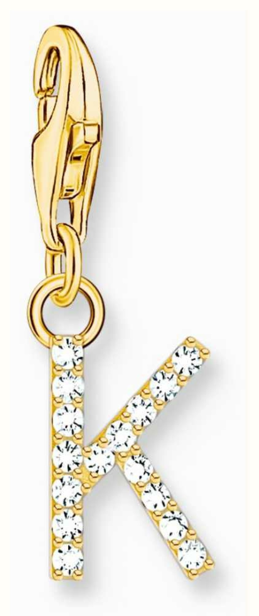 Jewelry Thomas Sabo Jewellery | Thomas Sabo Charm Pendant Letter K With White Stones Gold Plated