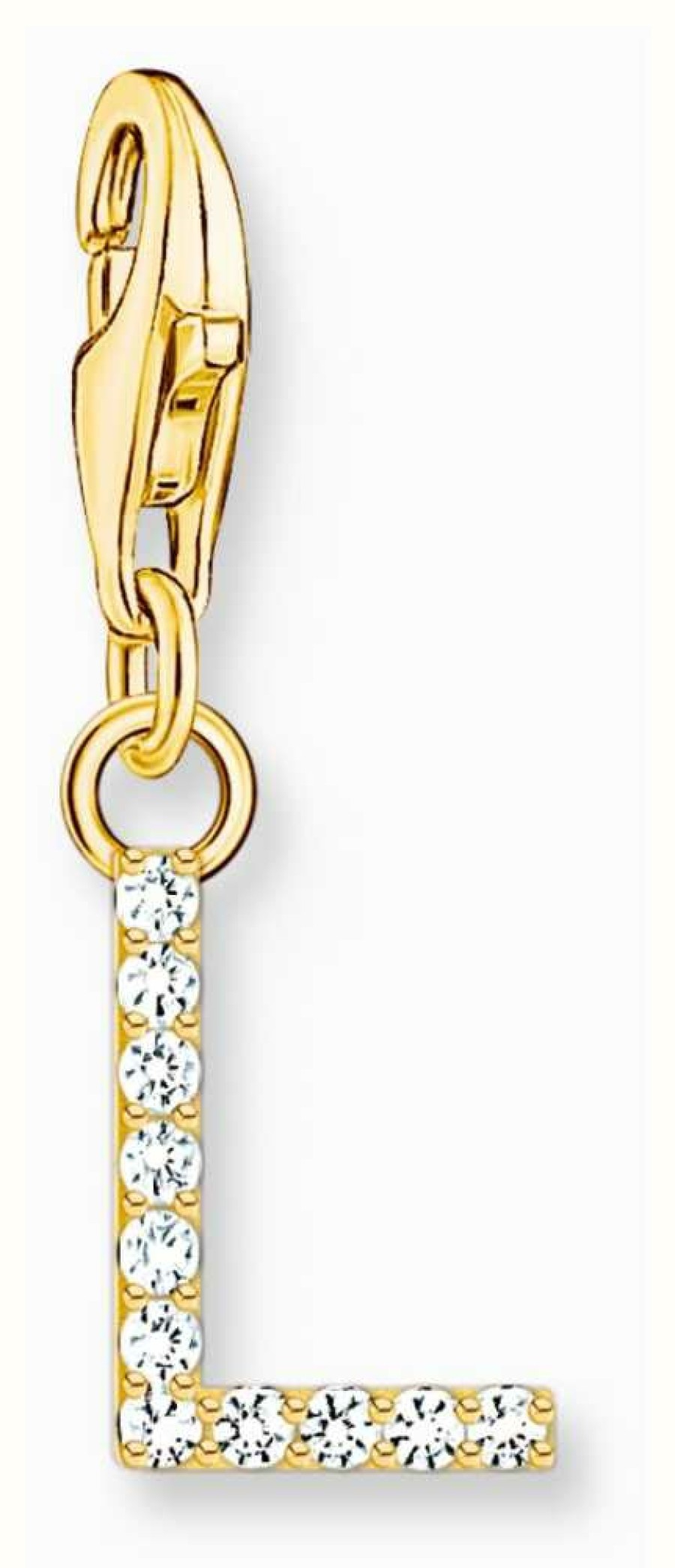 Jewelry Thomas Sabo Jewellery | Thomas Sabo Charm Pendant Letter L With White Stones Gold Plated